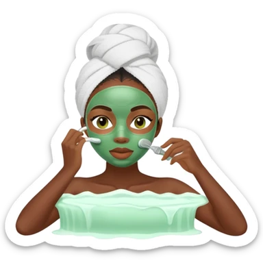 Black girl applying face mask skincare sticker