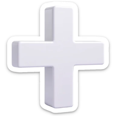 white plus sign, 3D, glossy finish, Microsoft fluent emoji style sticker