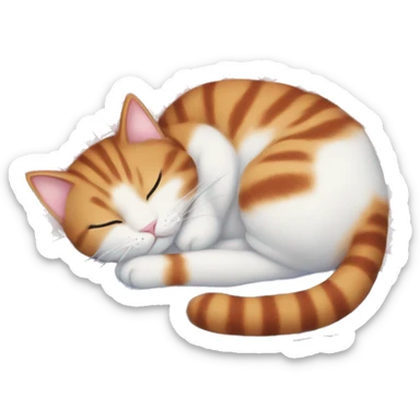 A red striped cat sleeps sweetly on a blue and white plaid sticker