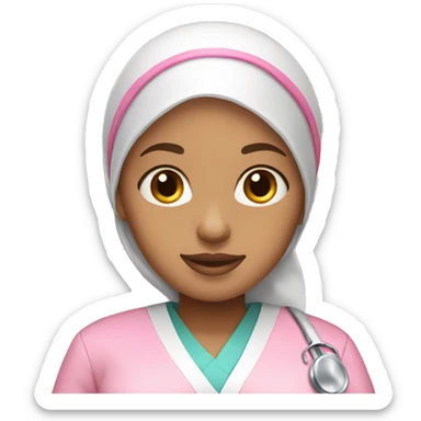 White skin Nurse with pink hijab sticker
