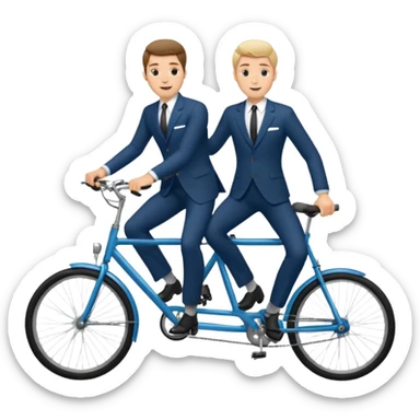 Two handsome men in suits riding a tandem bike sticker