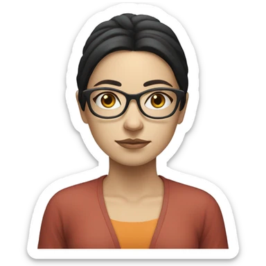 Black haired, white skinned girl with glasses meditating sticker