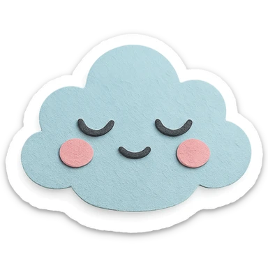 adorable pastel sleepy cloud, half-closed eyes, no arms or legs, full body, kawaii paper craft style sticker