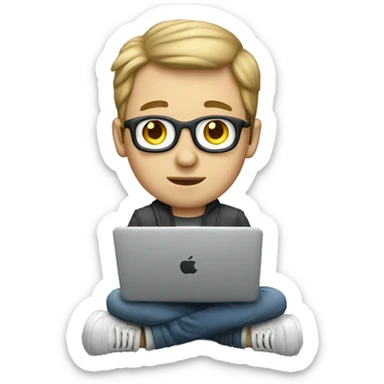 white boy music producer with macbook sticker