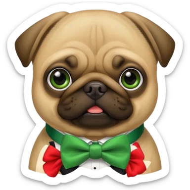 pug with green bow tie sticker