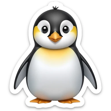 cinematic-cute-emperor-penguin-portrait-emoji,-head-tilted-playfully-and-inquisitively,-with-glossy,-pristine-plumage,-sparkling-eyes-filled-with-curiosity,-simplified-yet-irresistibly-adorable-features, black, large black eyes face, zoomed in sticker