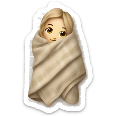 Beige clean girl folded plaid blanket  sticker