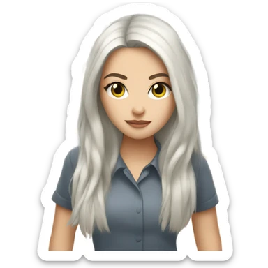 White Girl with long black hair and hazel eyes stomping the ground sticker