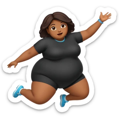 Black obesity lady jumping  sticker