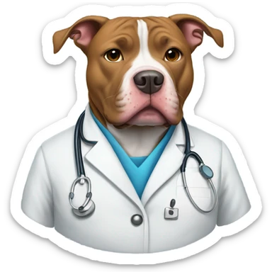 Pitbull in a doctors coat sticker