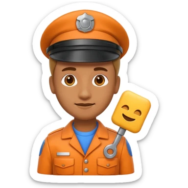 A 3D emoji with a Memoji style that the depicts a person who is learning to become a mechanic as his highchool extended profile sticker