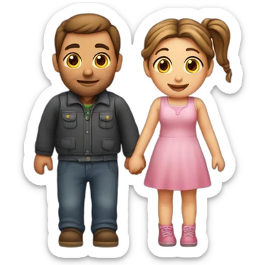 Man loves woman with pigtails, heart between them sticker