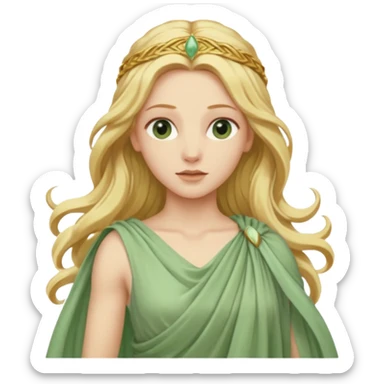 Terra, Earth Goddess from Rome Mythology with long golden blonde hair, pale green outfit sticker
