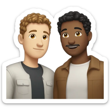 gay couple, one white man with black short hair and one white man with brown slightly curly hair sticker