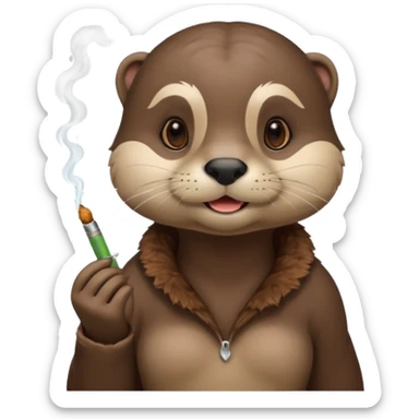 Cute female Otter smoking a while cannabis joint sticker