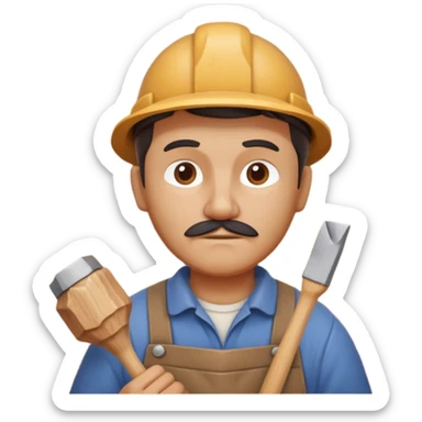 wood carving carpenter portrait, head and shoulders only, carving wooden figure with chisel, wood shavings visible, focused craftsman expression, artisan workshop vibe, 3D cartoon style, mobile game icon style, clean background, no text, no watermark
 sticker