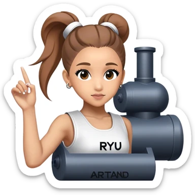 Ariana grande with "ryu" written on toptank sticker