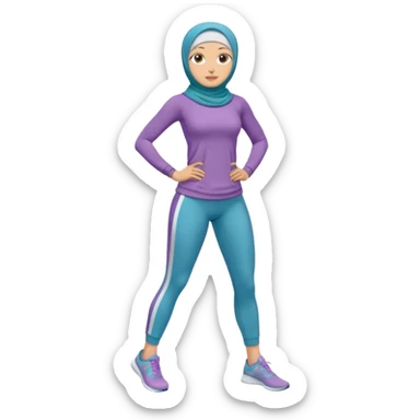 High resolution full body of a girl wearing a hijab and is a fitness trainer sticker