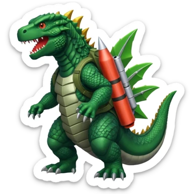 Godzilla flying with a rocket pack sticker