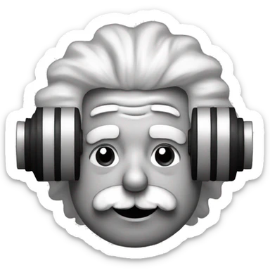 albert einstein happy listening music in the gym with dumbells sticker