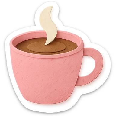 a pink mocha, cute and inviting, paper craft style sticker
