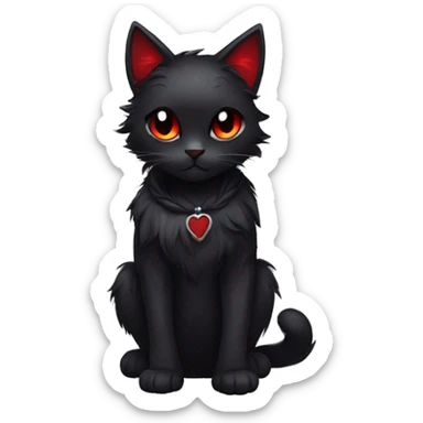 Anthro Edgy Cool Beautiful Black Cat-Fursona with Emo Hair-bangs with Red Streaks sticker