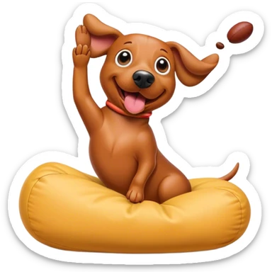 Wiener dog tossing a bean bag sticker