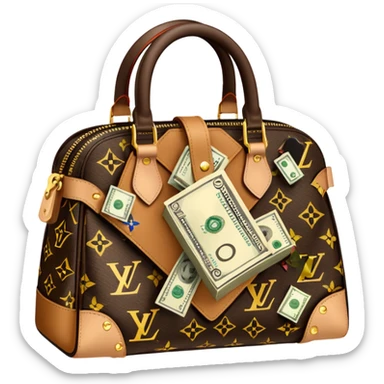Louis Vuitton purse with dolars sticker