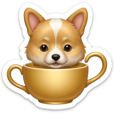 dog  holding ah tea cup sticker