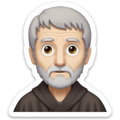 Qyburn from game of thrones, Qyburn is a thin, aging man with a gaunt, almost skeletal face and pale, sallow skin. His wispy gray hair and short, scruffy beard give him an unkempt look, and his cold, calculating eyes make him seem eerily detached. He wears simple, dark robes, lacking the grandeur of a typical maester, as he was stripped of his title for his unethical experiments. His soft-spoken yet chilling demeanor makes him unsettling to those around him. sticker