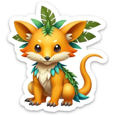 Cute cool colorful fantasy tropical animal hybrid Fakemon full body sticker