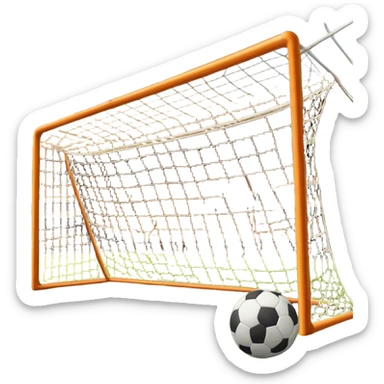 Cinematic Realistic image of a soccer goal net with intricately detailed mesh textures and subtle signs of wear, set against a dynamic, sunlit stadium backdrop that emphasizes its iconic presence in the game sticker