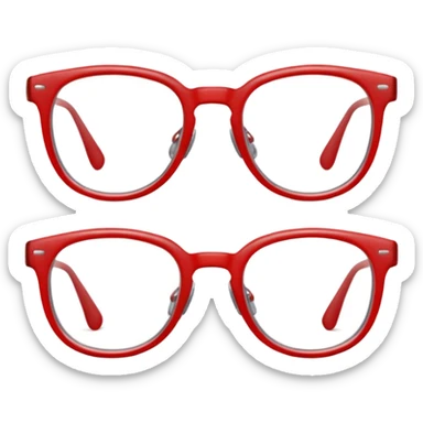 Red Glasses with subtle shine and curved frame edges. sticker