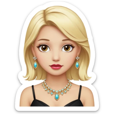 fancy blonde hair girl with makeup and jewellery sticker