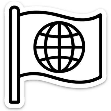 red flag featuring a flat illustration of the Earth, centered and clear sticker