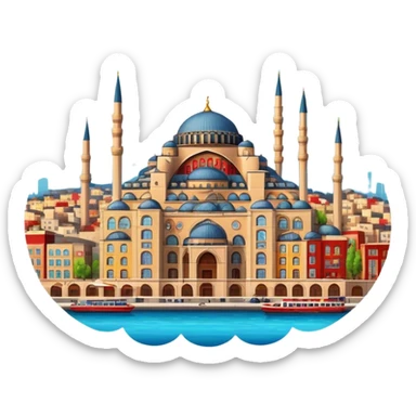 Cinematic Realistic Istanbul Pop Culture Emoji, depicted with a vibrant portrayal of the bustling cityscape rendered with lively textures and energetic, urban lighting. sticker