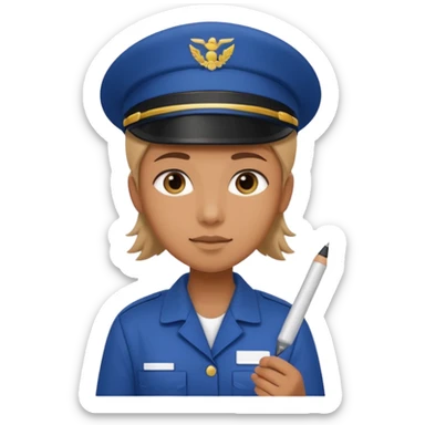 create a realistic emoji of a packaging woker with a protocol in his hand writing something down. sticker