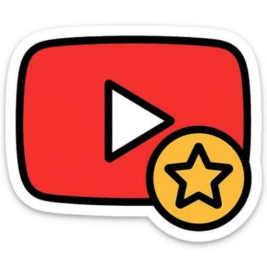 modern YouTube subscriber Discord role icon, red and white colors, YouTube logo with a badge or star, simple and easily understandable, iconic design sticker