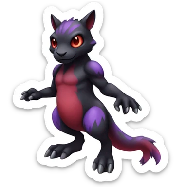 Cute cool dark black red purple animal hybrid Fakemon full body sticker