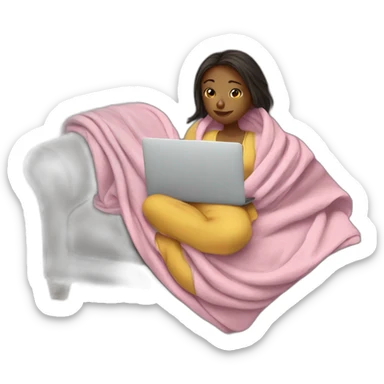 a girl chilling on a sofa wrapped up in a blanket sticker