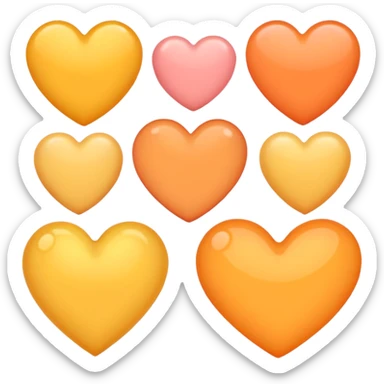 hearts. Orange and yellow.. Pastel sticker