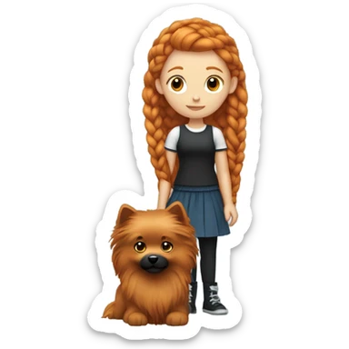 Ginger girl with braided hair and black spitz sticker