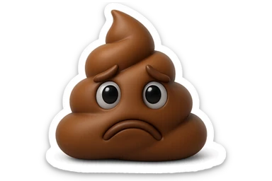 emoji stile iphone 3d di una cacca con espressione triste, iperrealistiche 4k sticker