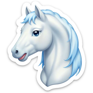 Cinematic Cute Yawning White Horse Portrait Emoji, Head tilted slightly with a dramatic, wide-open yawn, revealing a soft white fur with a subtle shimmer, floppy ears slightly drooping, round blue eyes barely open in drowsy contentment, Simplified yet irresistibly adorable features, highly detailed, glowing with a soft, cozy glow, high shine, relaxed yet expressive, stylized with a touch of whimsy, bright and endearing, soft glowing outline, capturing the essence of a sleepy yet affectionate horse, so drowsy it feels like it could stretch out of the screen and curl up for a nap! sticker