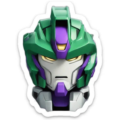 purple and green gundam barbatos face sticker