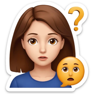 The beautiful woman looked confused, like she had a question mark on her face. sticker