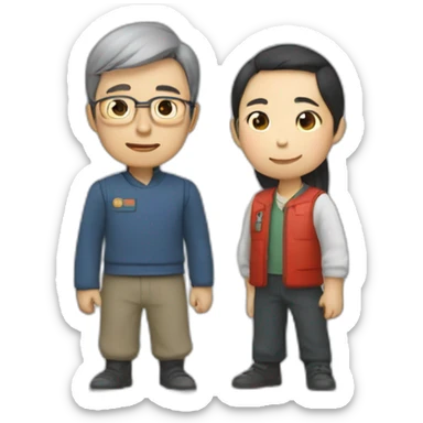 LiHongzhi and XiJinpin, two human mentors, arm in arm，team up sticker