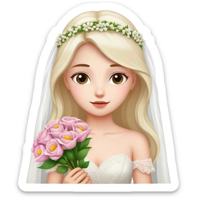 Girl with beautiful flowers wedding dress  sticker