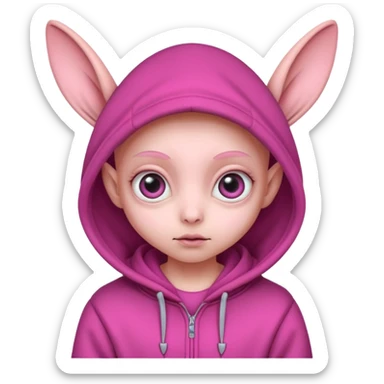 Aliens Pink, hoodie, cute big eyes, big ears sticker