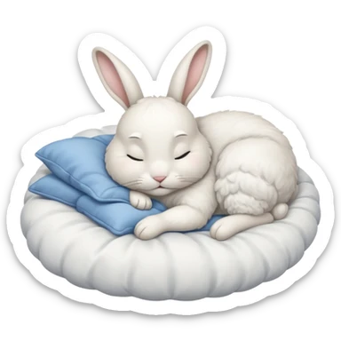cartoon white rabbit asleep in bed sticker